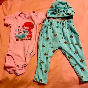 Mermaid layette Gerber 6-9 months outfit